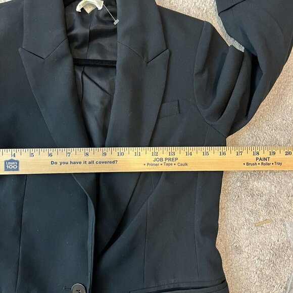 Maeve x Anthropologie Black Roll-Tab Sleeve Single Breasted Blazer Jacket Size 0 - Picture 9 of 10